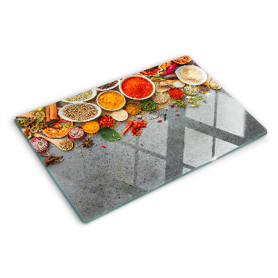 Chopping board glass Spices and herbs