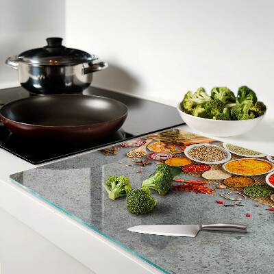Chopping board glass Spices and herbs
