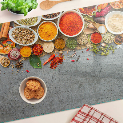 Chopping board glass Spices and herbs