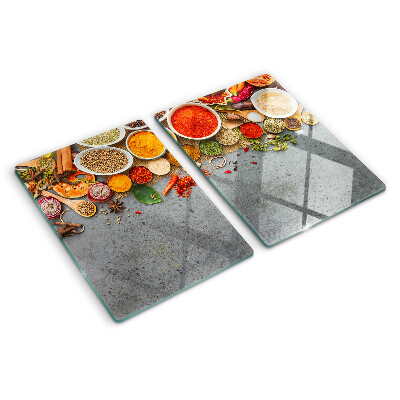Chopping board glass Spices and herbs