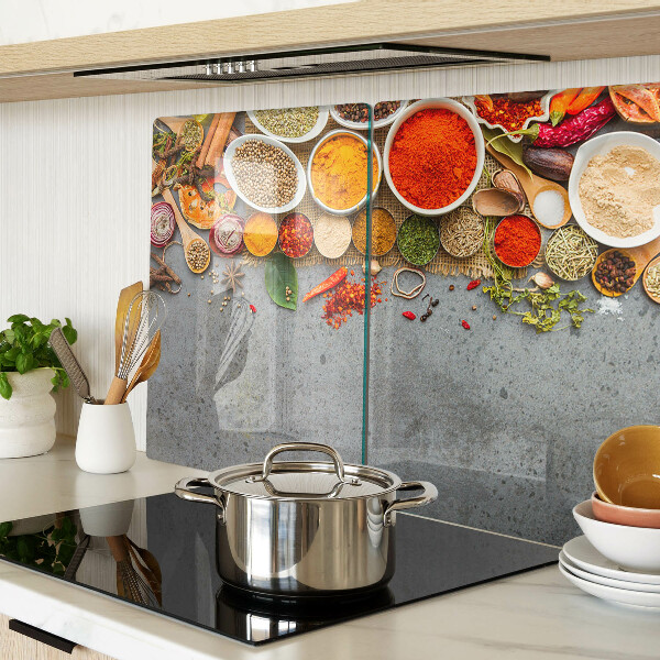 Chopping board glass Spices and herbs