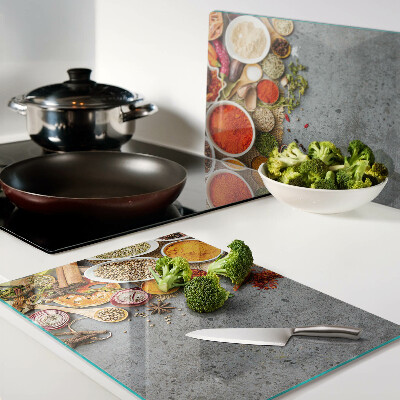 Chopping board glass Spices and herbs