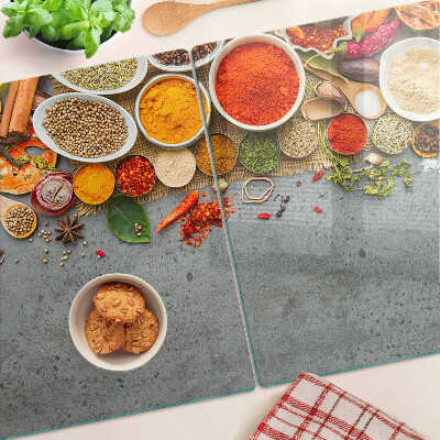 Chopping board glass Spices and herbs