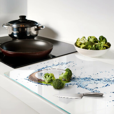 Glass cutting board Coconut with water and mint