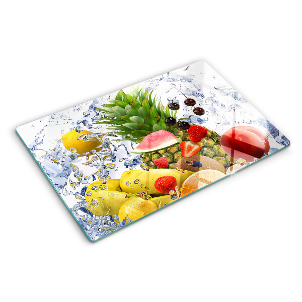 Glass chopping board Fruit in water