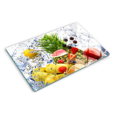 Glass chopping board Fruit in water