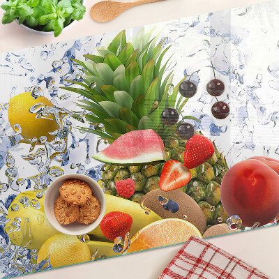 Glass chopping board Fruit in water