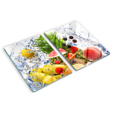 Glass chopping board Fruit in water