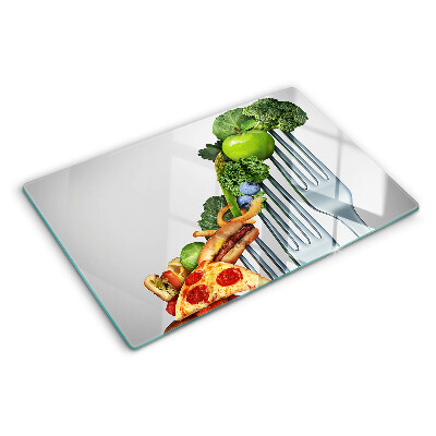 Glass cutting board Food on a fork