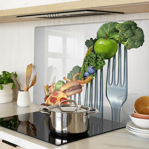 Glass cutting board Food on a fork