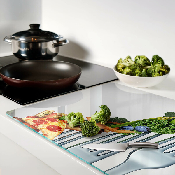 Glass cutting board Food on a fork
