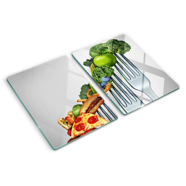 Glass cutting board Food on a fork