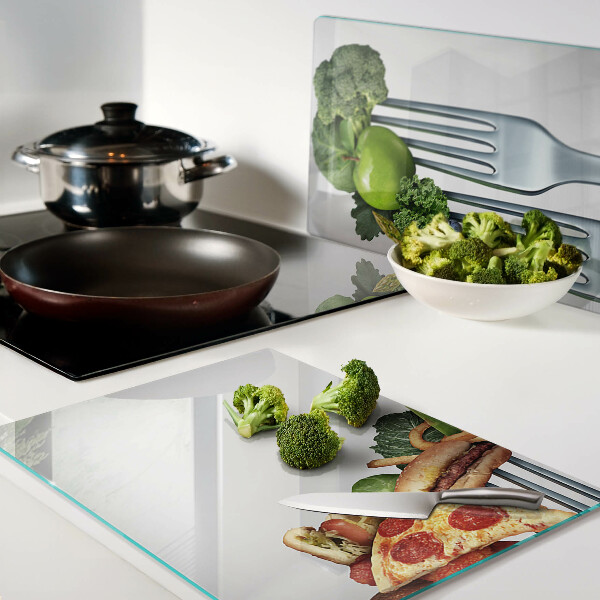 Glass cutting board Food on a fork
