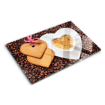 Chopping board Coffee with a heart and cookies