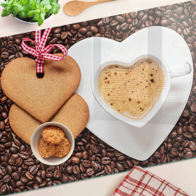Chopping board Coffee with a heart and cookies
