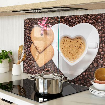 Chopping board Coffee with a heart and cookies