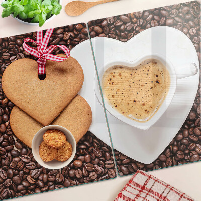 Chopping board Coffee with a heart and cookies