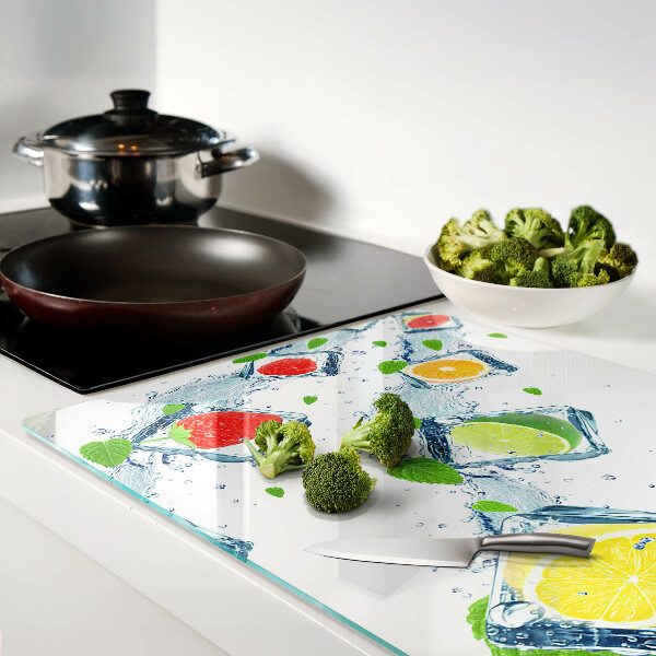 Chopping board glass Fruit motif with colorful slices