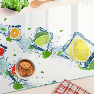 Chopping board glass Fruit motif with colorful slices