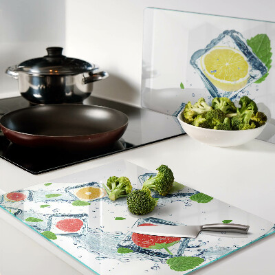 Chopping board glass Fruit motif with colorful slices