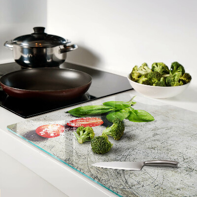 Glass chopping board Tomatoes with basil and salt