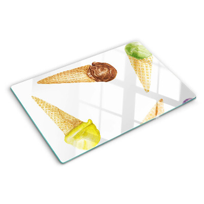 Glass kitchen board Ice cream in a waffle cone