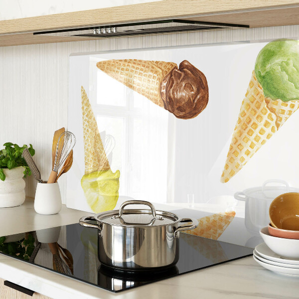 Glass kitchen board Ice cream in a waffle cone
