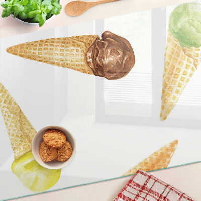 Glass kitchen board Ice cream in a waffle cone