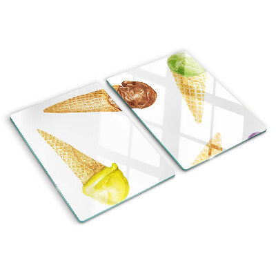 Glass kitchen board Ice cream in a waffle cone