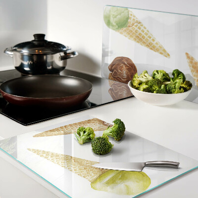 Glass kitchen board Ice cream in a waffle cone