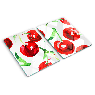 Chopping board Red cherries on a white background