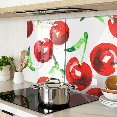 Chopping board Red cherries on a white background