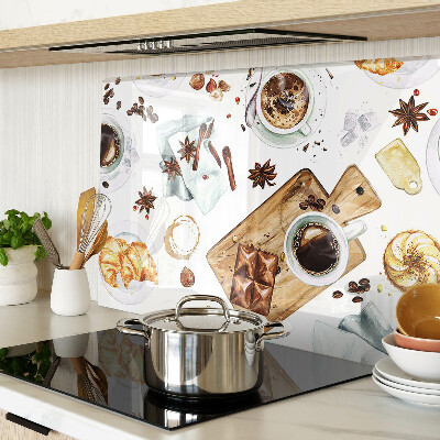 Glass cutting board Coffee delicacies and baked goods
