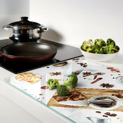 Glass cutting board Coffee delicacies and baked goods
