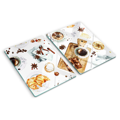 Glass cutting board Coffee delicacies and baked goods