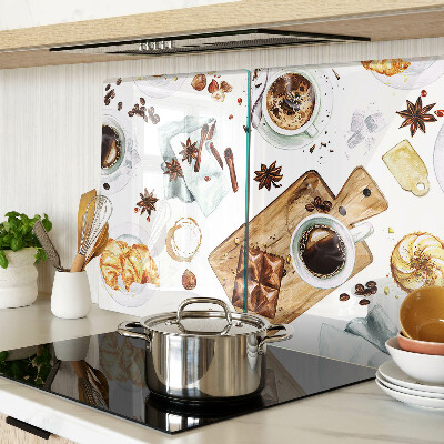 Glass cutting board Coffee delicacies and baked goods