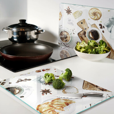 Glass cutting board Coffee delicacies and baked goods