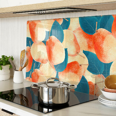 Chopping board Peaches against the background of leaves