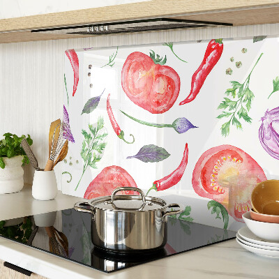 Cutting board Vegetable accents in watercolor
