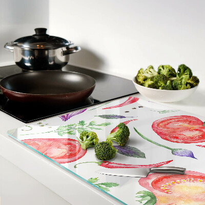 Cutting board Vegetable accents in watercolor