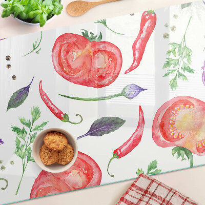 Cutting board Vegetable accents in watercolor
