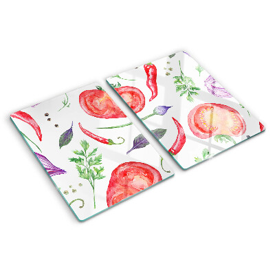 Cutting board Vegetable accents in watercolor