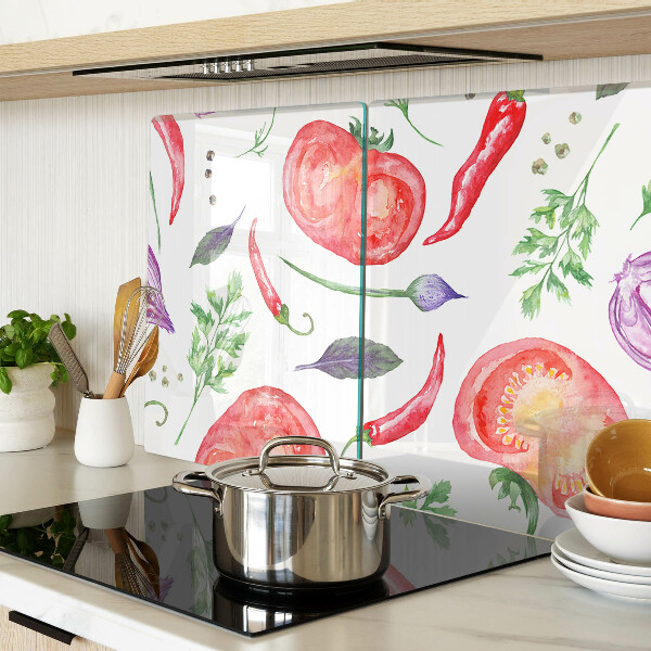 Cutting board Vegetable accents in watercolor