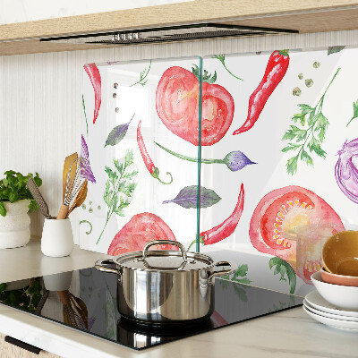 Cutting board Vegetable accents in watercolor