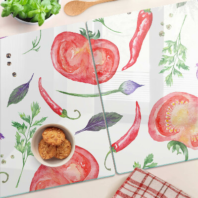 Cutting board Vegetable accents in watercolor