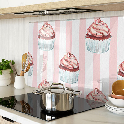 Glass chopping board Cupcakes with pink stripes