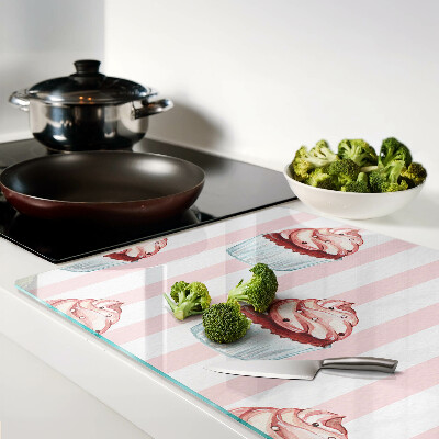 Glass chopping board Cupcakes with pink stripes