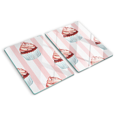 Glass chopping board Cupcakes with pink stripes