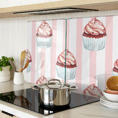 Glass chopping board Cupcakes with pink stripes