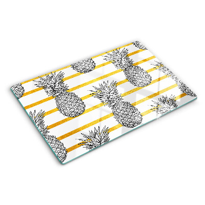 Glass cutting board Pineapples on strips